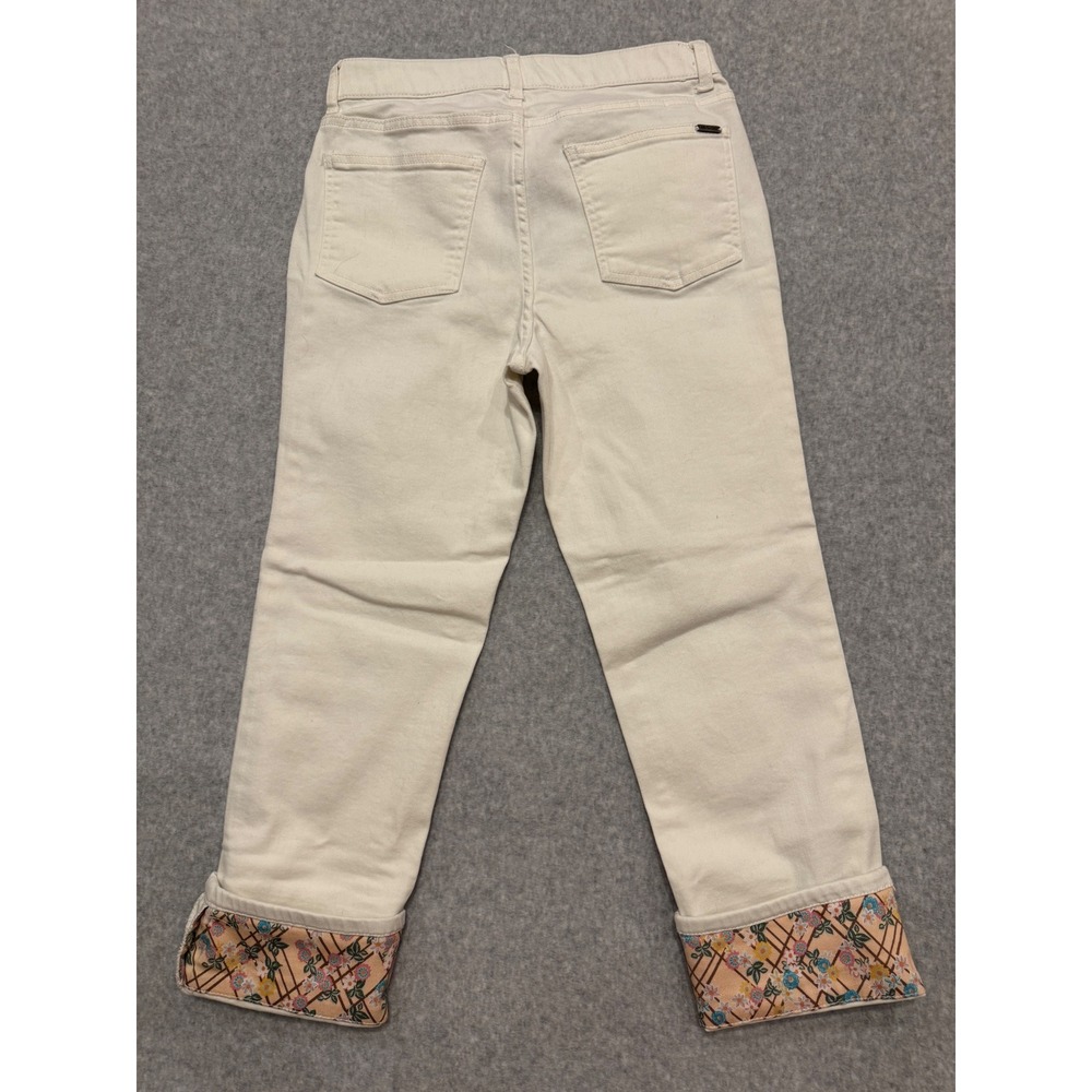 NWT Matilda Jane Womens White Floral Cuffed Denim Jeans Size 8 Straight Leg - Picture 12 of 12